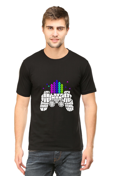 Typographic Gaming Controller: Black Unisex Gamer Tee
